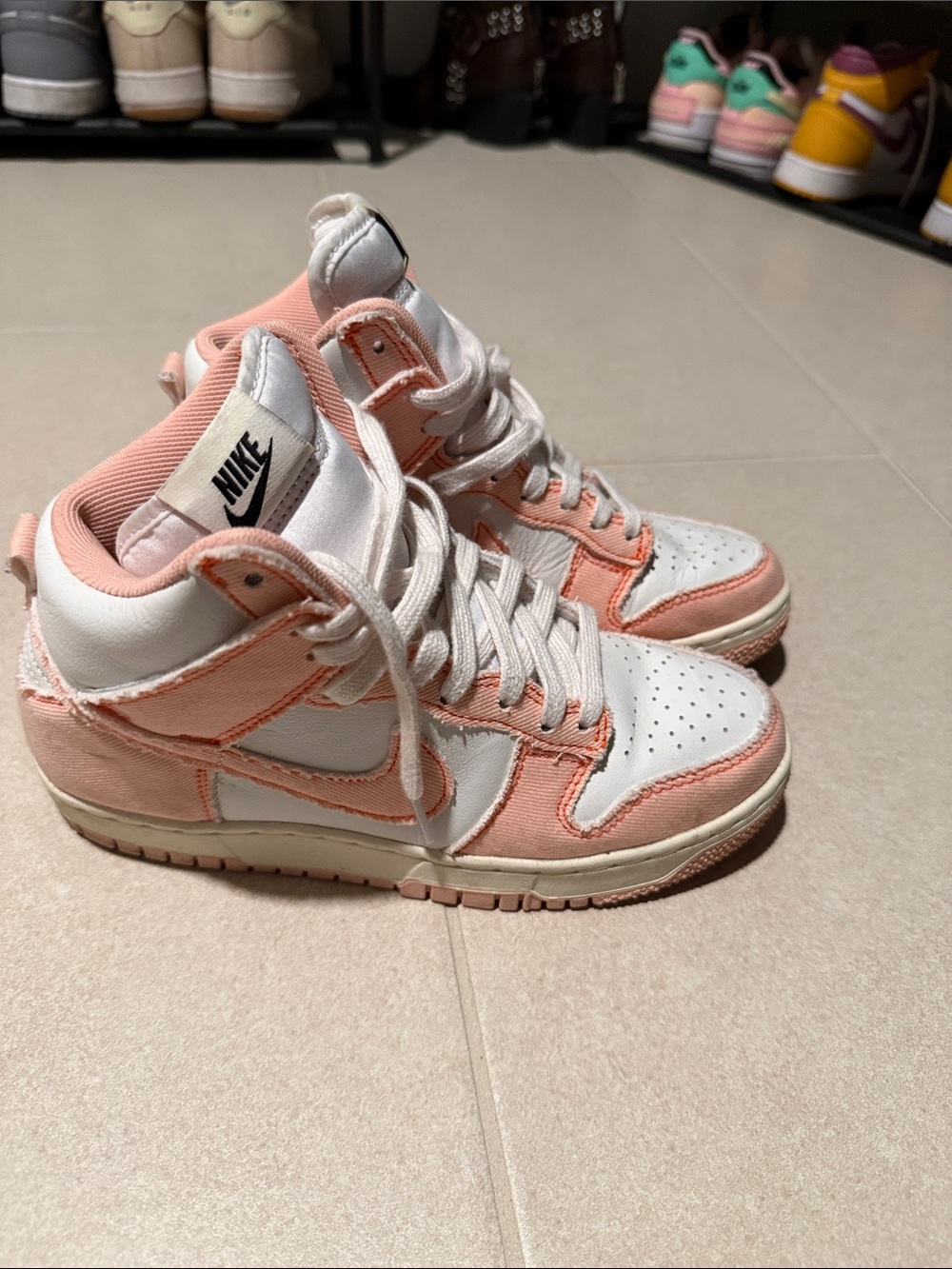 Nike Dunk High 1985 Sneakers in White and Peache